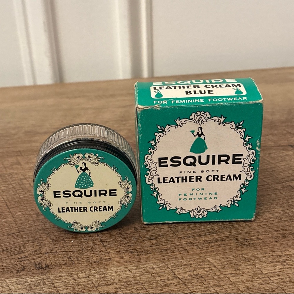 Vintage Esquire Leather Cream For Feminine Foot Wear Jar and Box